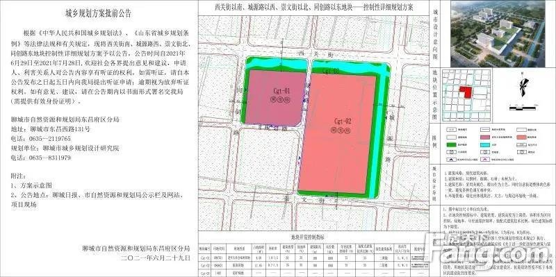 西关街以南、城源路以西、崇文街以北、同创路以东地块控制性详细规划方案批前公告